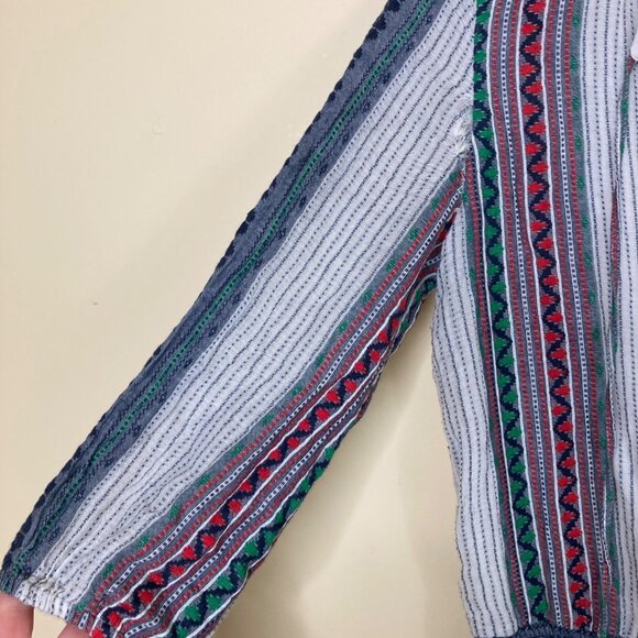 Alice + Olivia Dress Womens 8 FLAWED Nance Smocked Waist Embroidered Boho - Picture 7 of 13